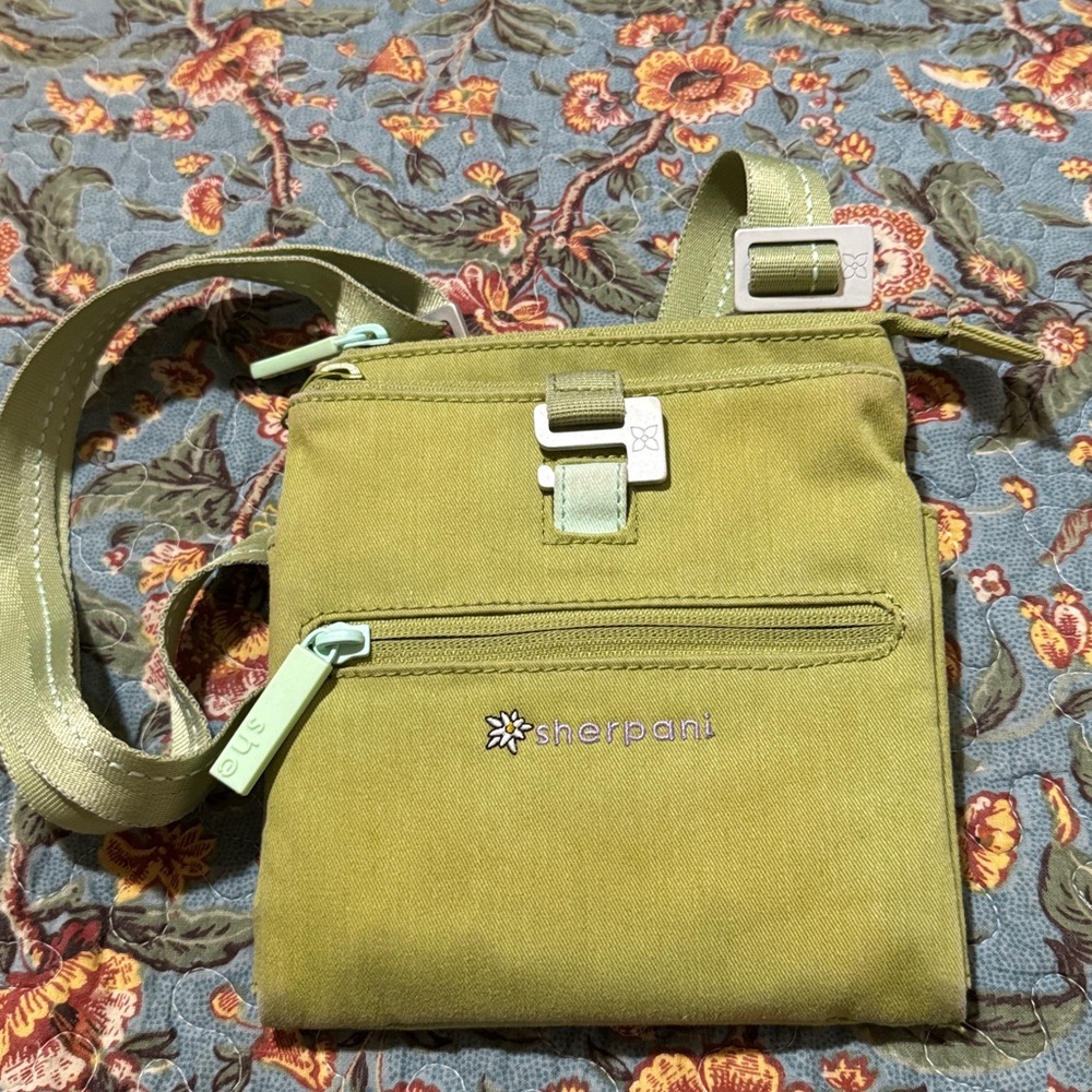 Sherpani Lima Lime small Green Canvas Travel Crossbody Purse Bag